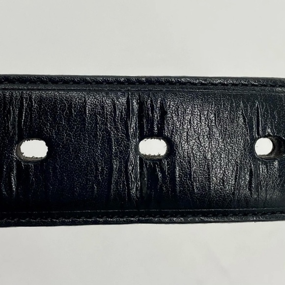 Coated Leather Belt in Black w/ Silvertone Buckle 1.25 Inches Wide Size 42 - Picture 7 of 9